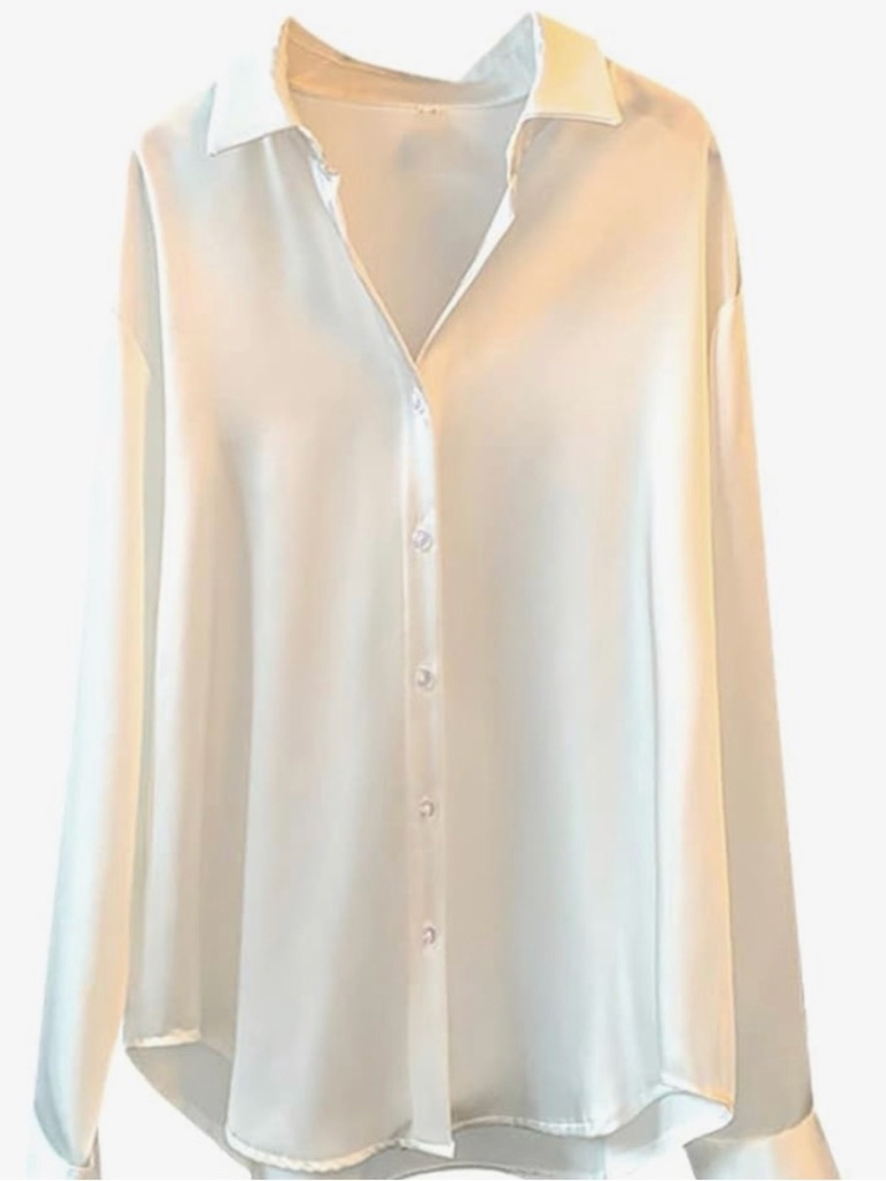 glam Cream Button-Front Women's Shirt